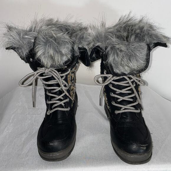 Justice Winter Boots w/ Sequins & Faux Fur - Girl's Size 3M -‎ Fabulous! - Picture 7 of 15